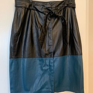 Vegan Leather Color Block Skirt- New w/o tags